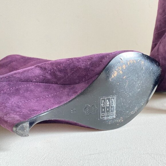 Heyraud Purple Suede Zip up Wedge Booties 37 - Picture 6 of 8